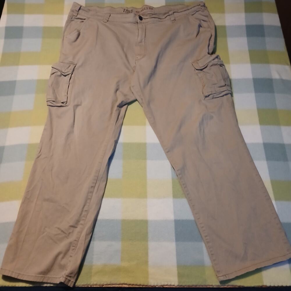 True Nation Cargo Khaki Mens 48/34 Wide Leg Beige 7 Pockets Casual Pants